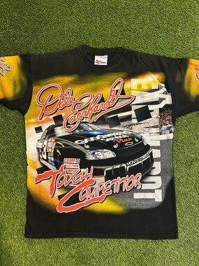 Vtg 90s Dale Earnhardt Tough Competitor All Over Print T-Shirt Mens XL NASCAR